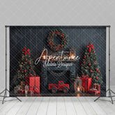 Aperturee - Aperturee Black Wood Wall Red Festive Christmas Vibe Backdrop